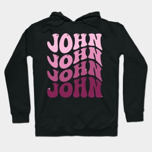 John First Name Personalized Retro Groovy Birthday Hoodie